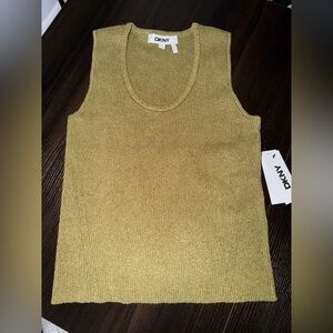 DKNY Dark Olive Knit Top L